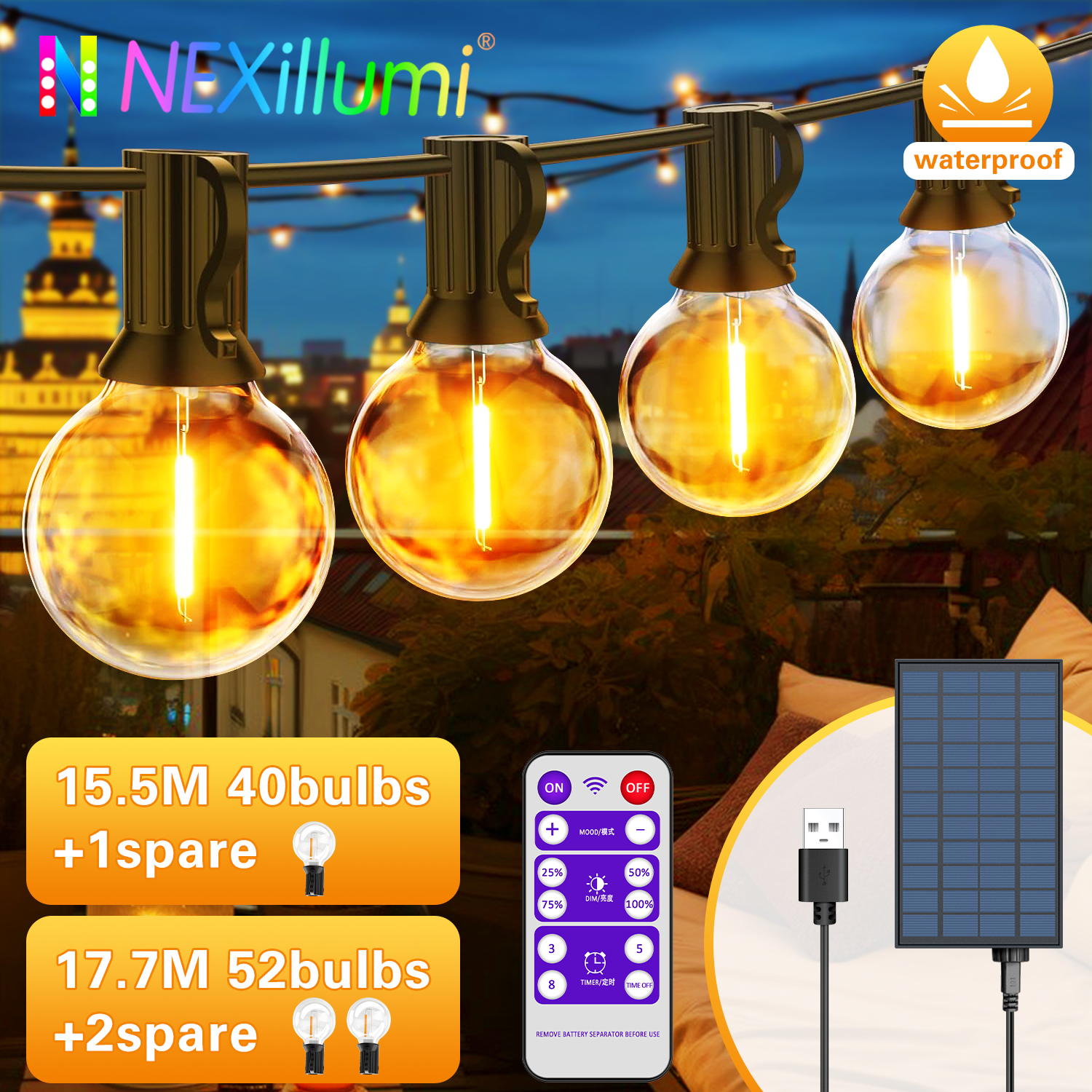 Outdoor Power Post - Solar String Lights Outdoor G40 Patio