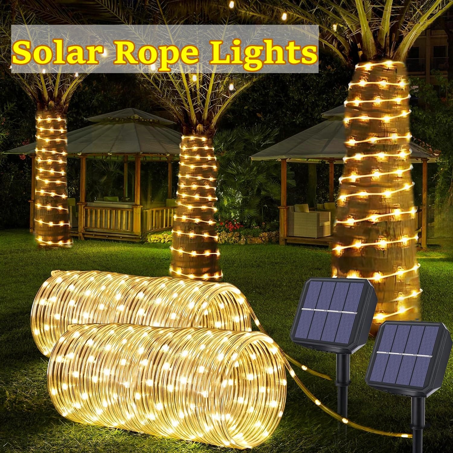 Outdoor Power For Christmas Lights - LED Solar Strip Rope Tube Fairy