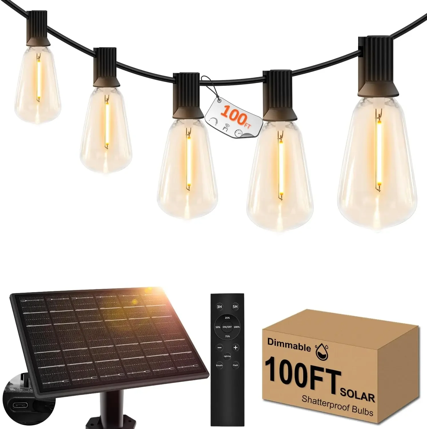 Outdoor Power With Timer - Solar Outdoor String Lights Remote Usb