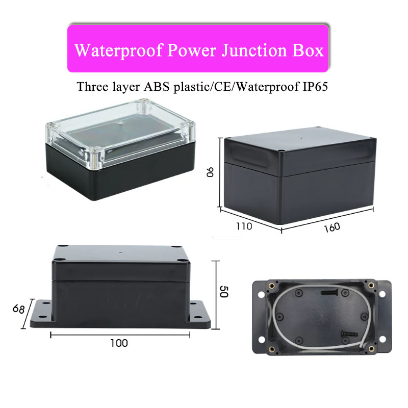 Outdoor Power Supply Box - ABS Plastic Black Triple Waterproof Box