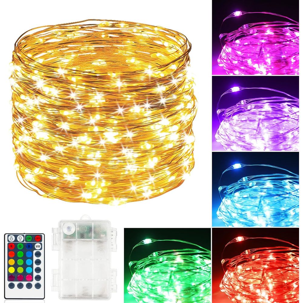 Outdoor Power With Timer - 120 LED Battery-Powered RGB Color-Changing String