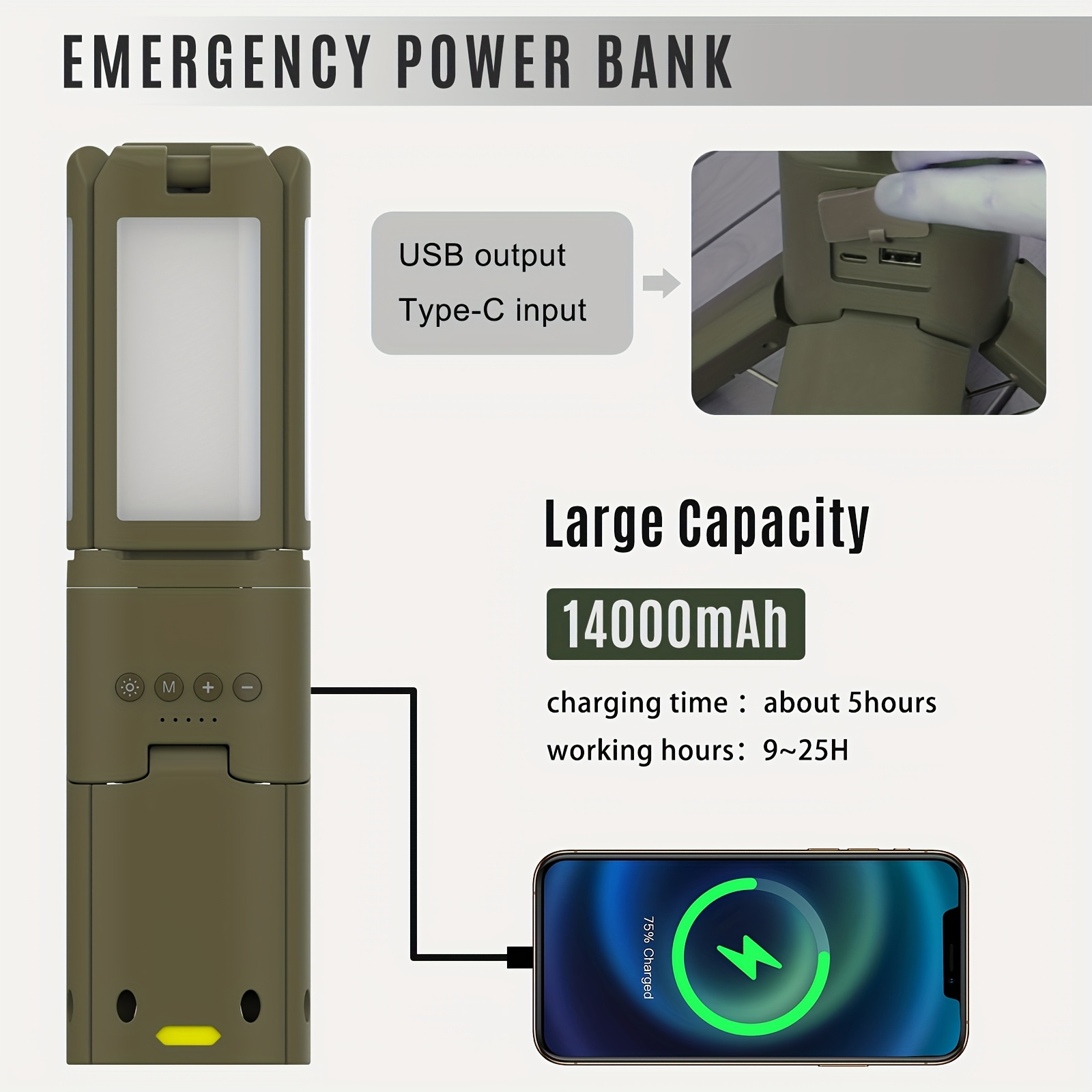 Camping Lantern, 14000mAh Rech - Outdoor Power For Lights reseña y precio