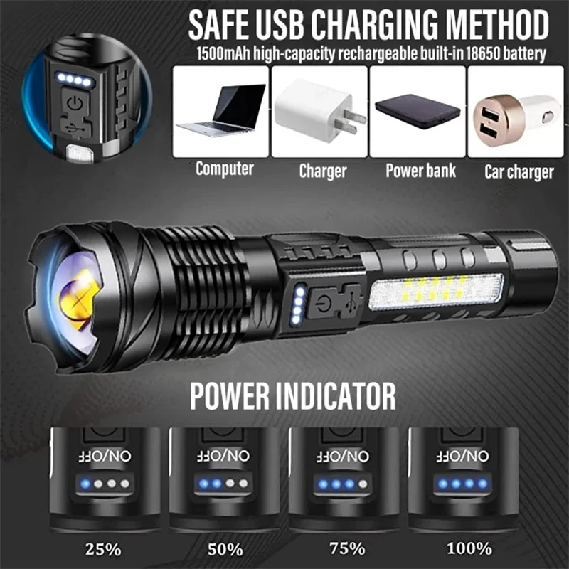Powerful LED Flashlight Rechar - Outdoor Power For Camping reseña y precio