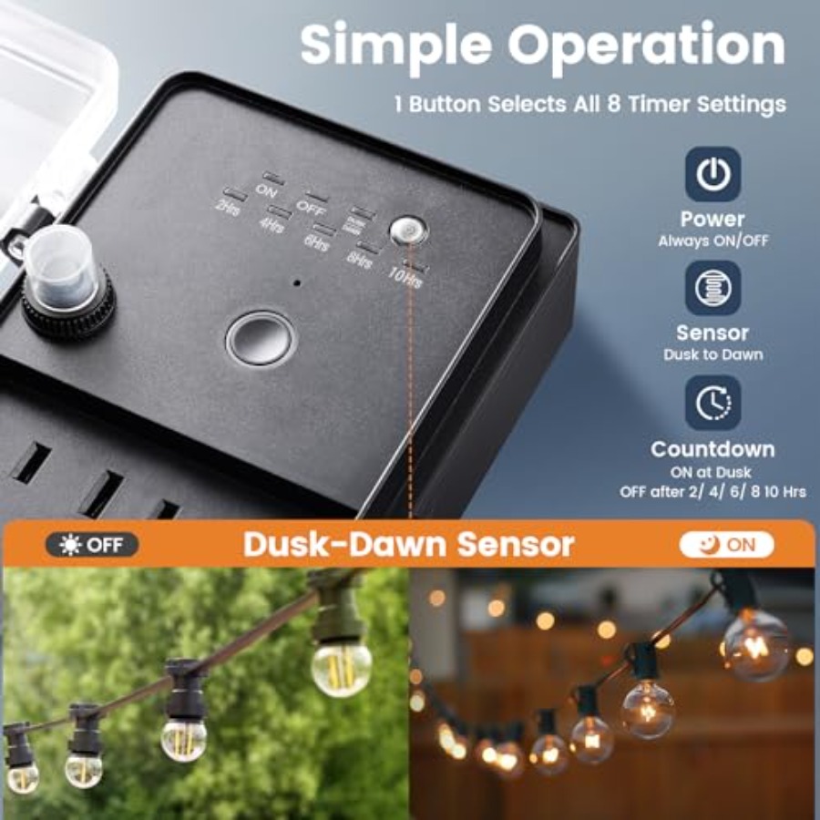 Outdoor Power Stake Dusk to Da - Outdoor Power With Timer reseña y precio