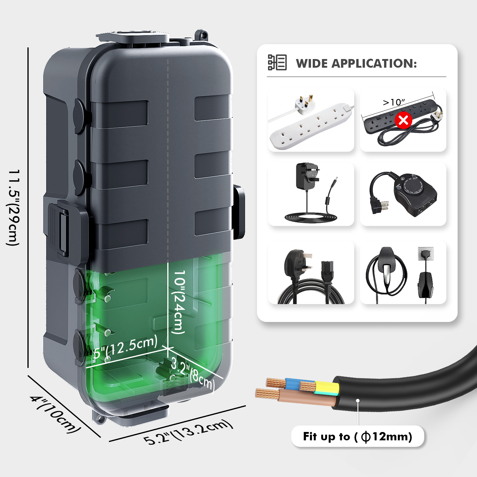 3PCS Outdoor Extension Cord Co - Outdoor Power With Timer reseña y precio