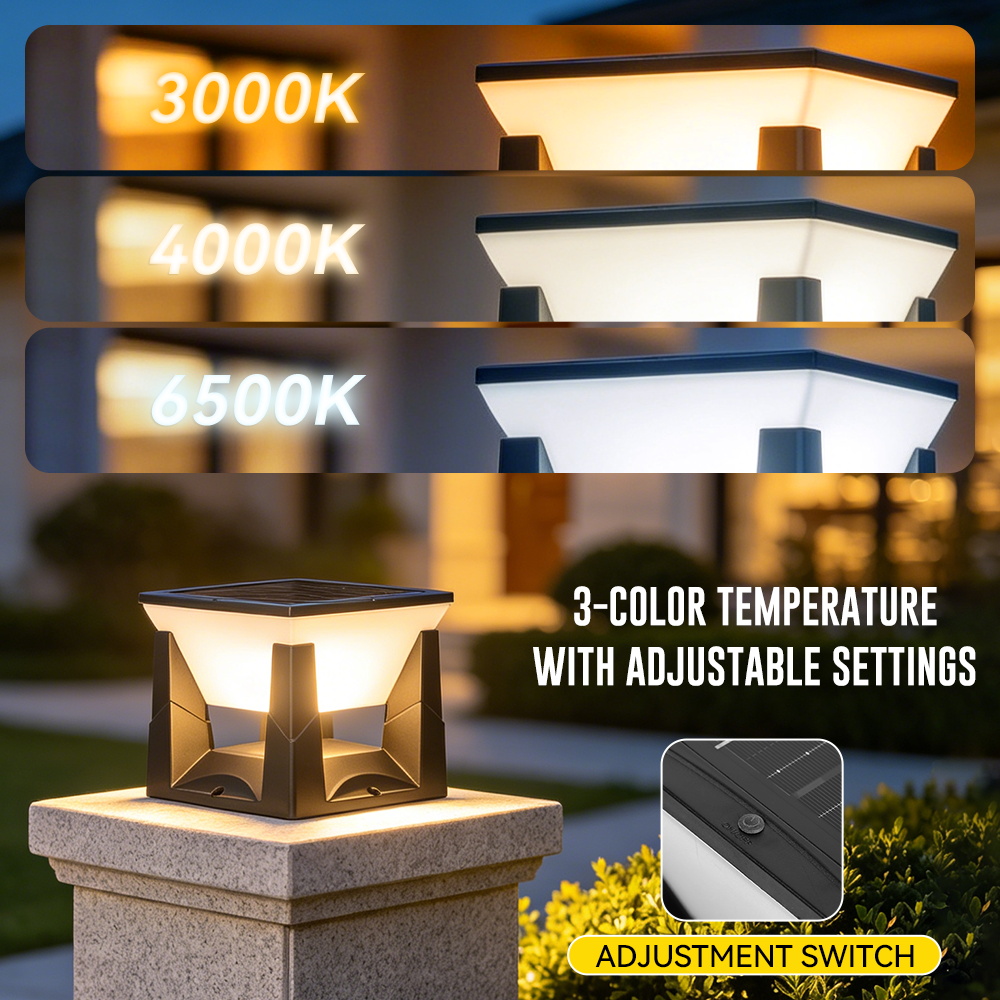 3-Color Solar Post Light IP65  - Outdoor Power Post reseña y precio