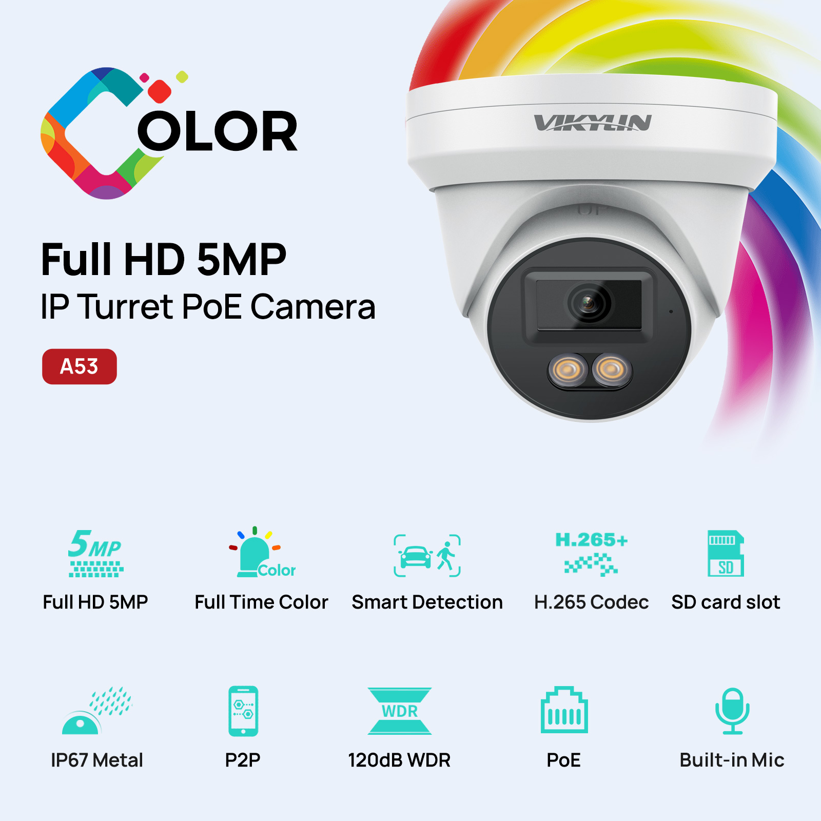 VIKYLIN 5MP IP Security Camera - Outdoor Power G Motion reseña y precio