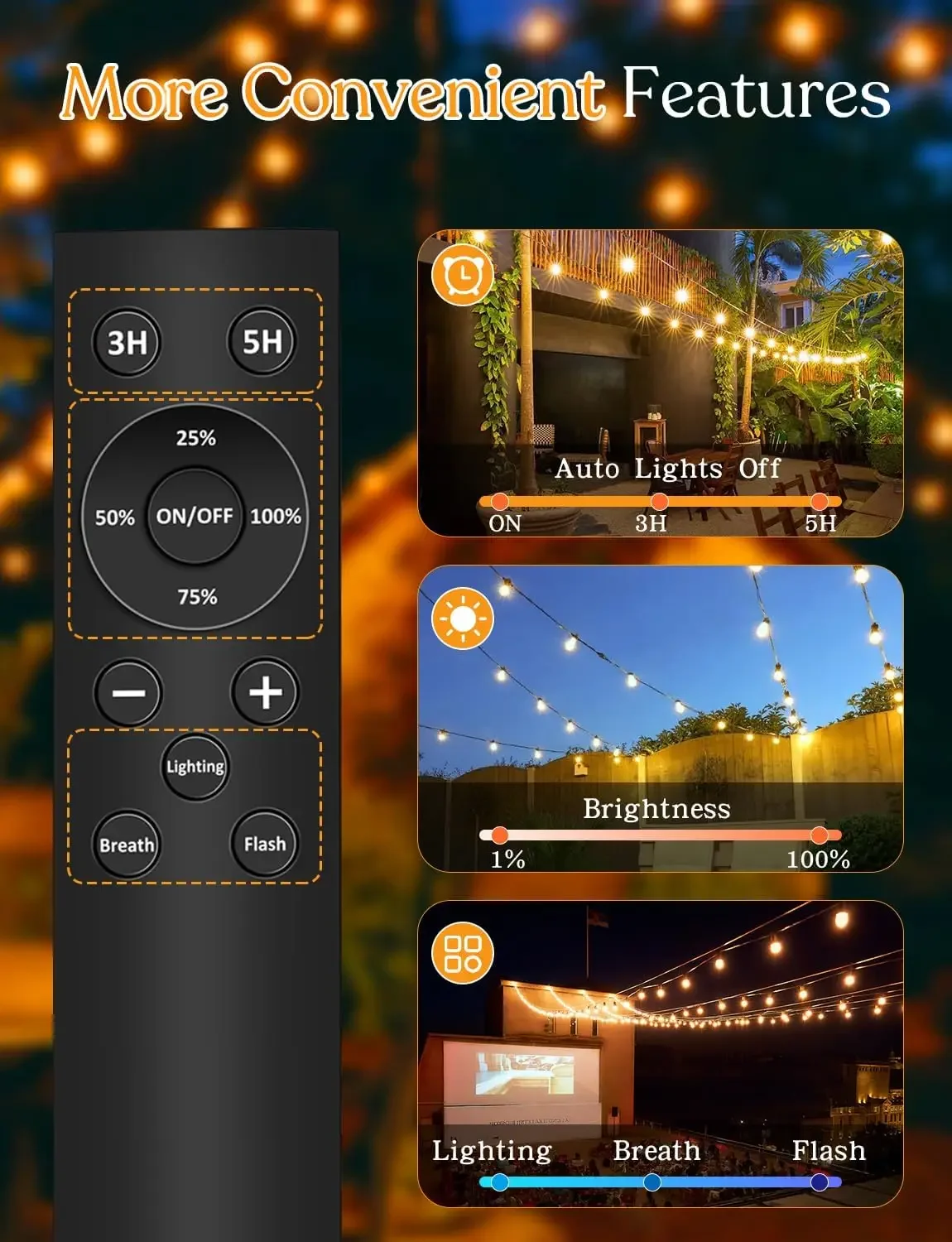 Solar Outdoor String Lights Re - Outdoor Power With Timer reseña y precio