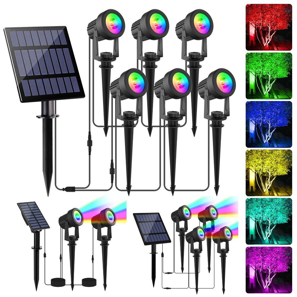 1/2/4/6 Lights RGB Solar Spotl - Outdoor Power For Christmas Lights reseña y precio