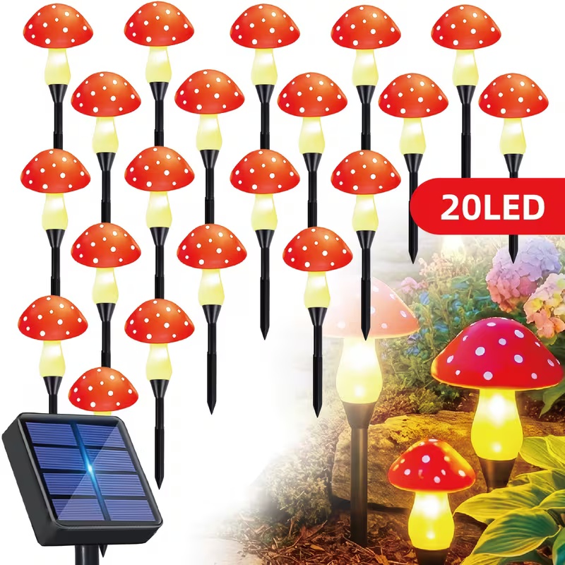 Solar-Powered LED Mushroom Lig - Outdoor Power For Christmas Lights reseña y precio