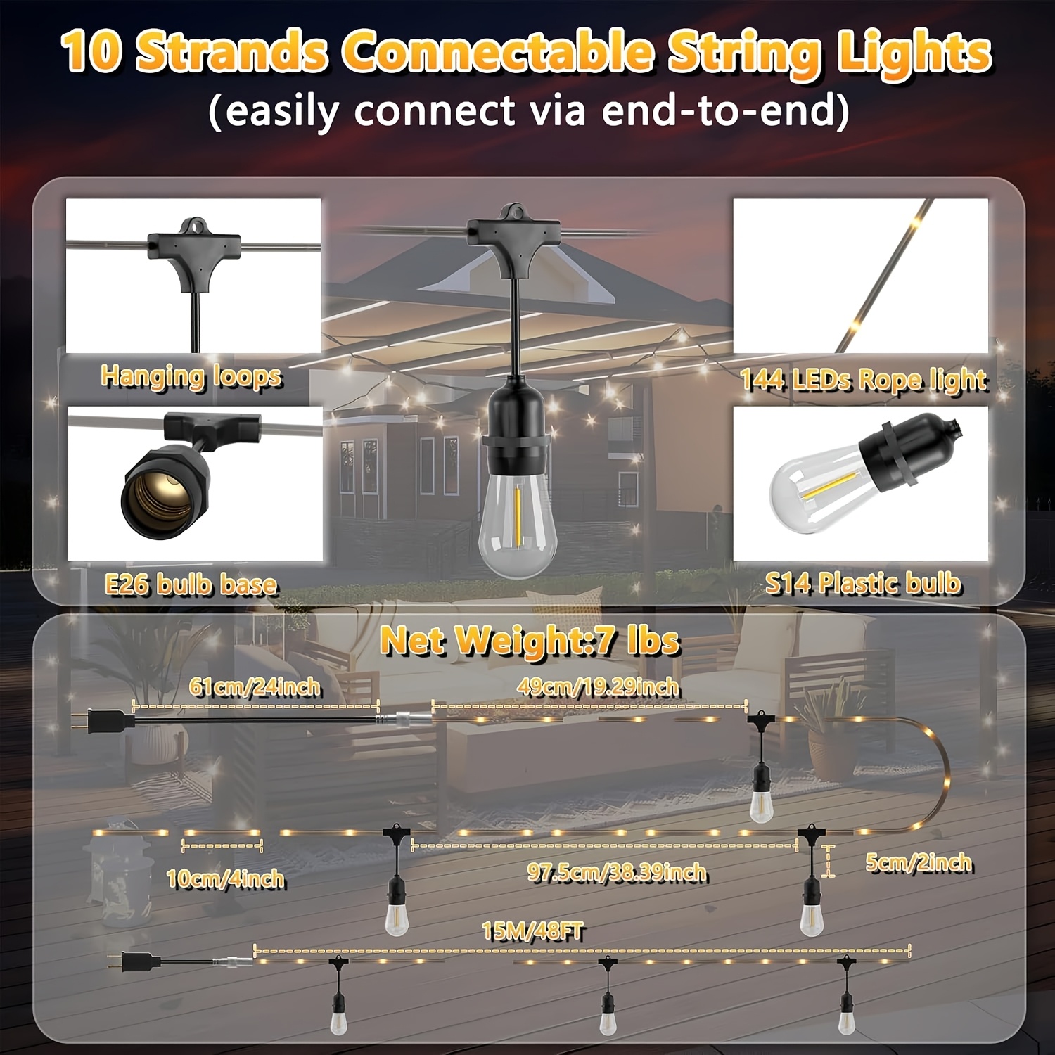 BEATINEON Outdoor String Light - Outdoor Power For Christmas Lights reseña y precio