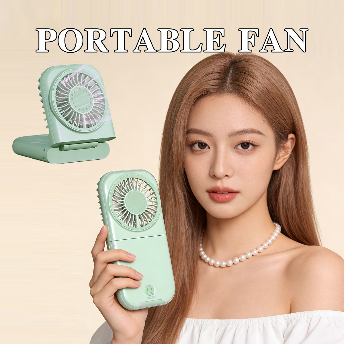 Foldable Handheld Desktop Fan  - Outdoor Power With Timer reseña y precio