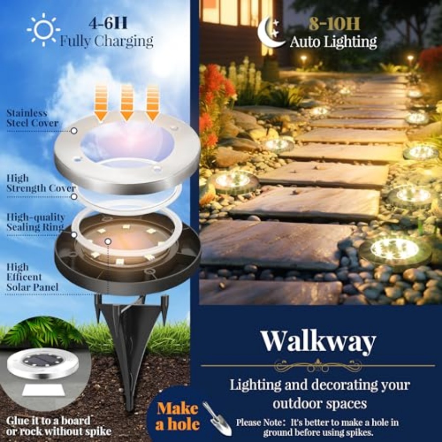 Solar Ground Lights Solar Ligh - Outdoor Power For Lights reseña y precio