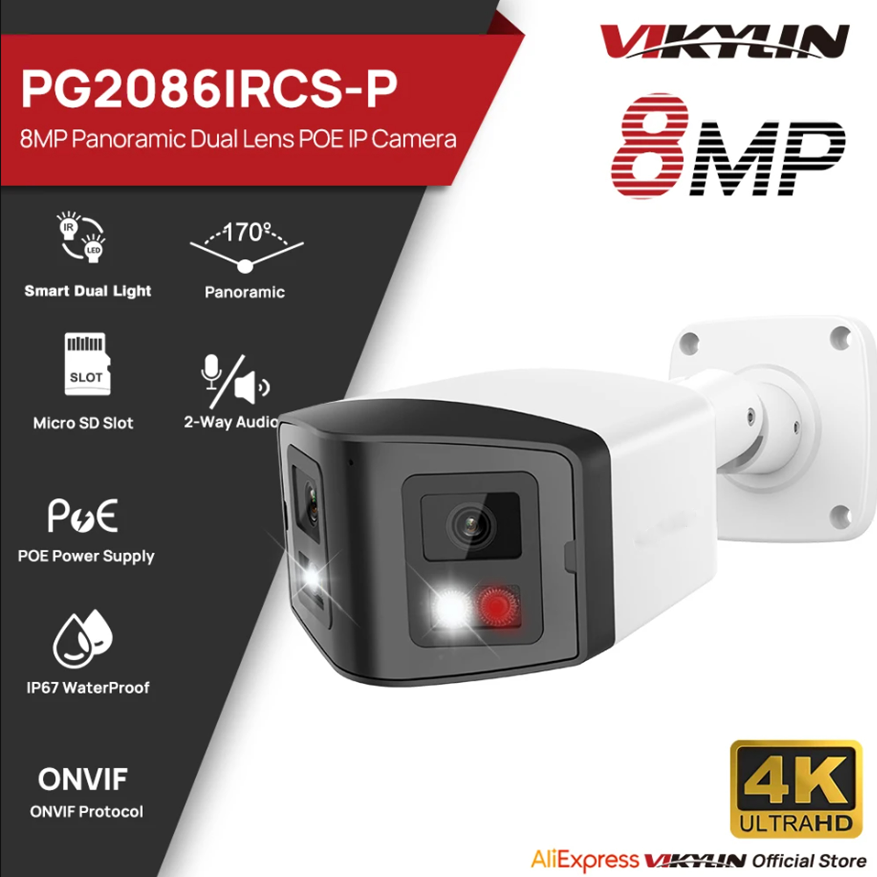 VIKYLIN 170° 4K 8mp Dual 2.8mm - Outdoor Power G Motion reseña y precio